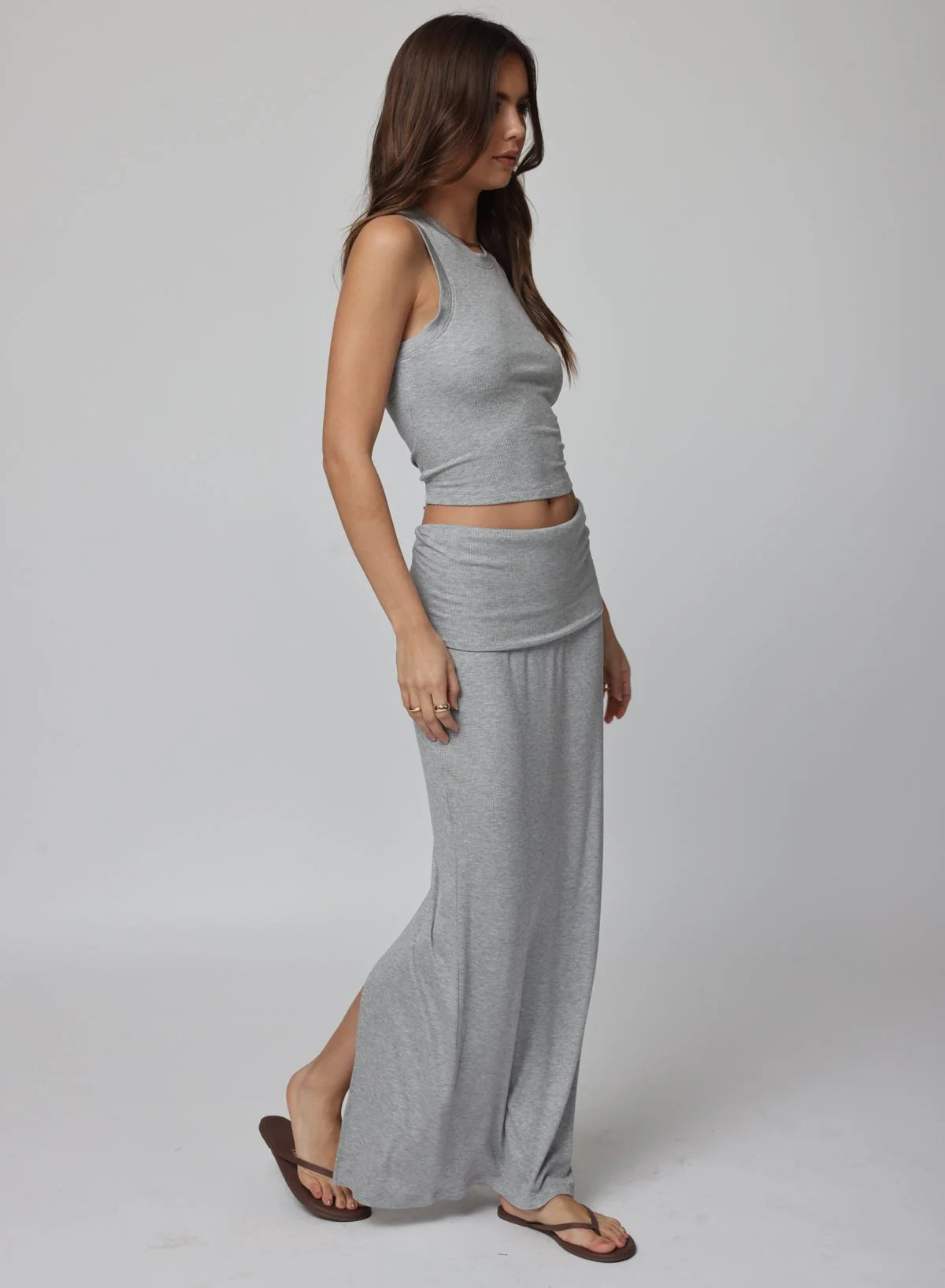 Stillwater RIB FOLD DOWN MAXI SKIRT Heather