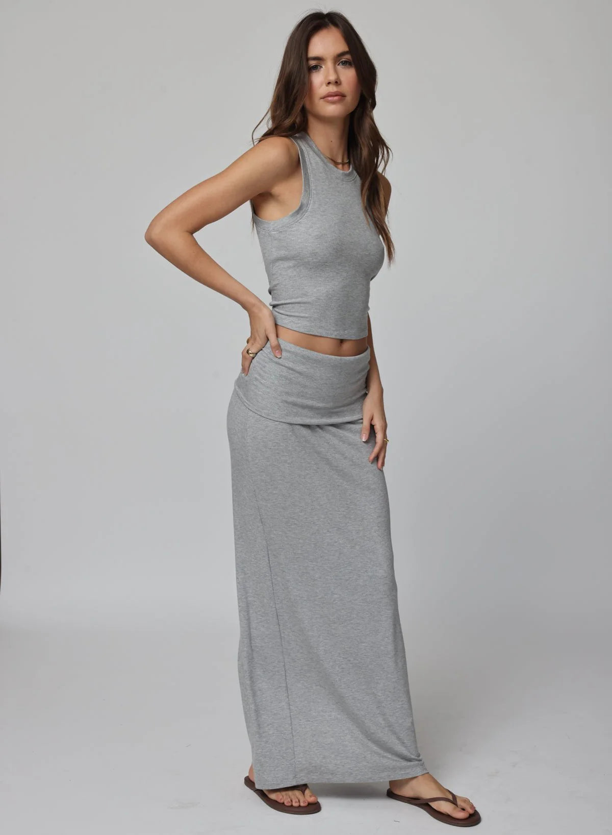 Stillwater RIB FOLD DOWN MAXI SKIRT Heather