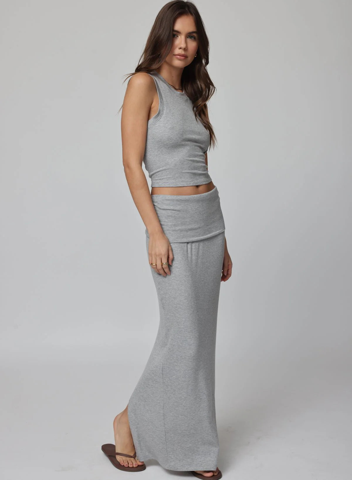Stillwater RIB FOLD DOWN MAXI SKIRT Heather