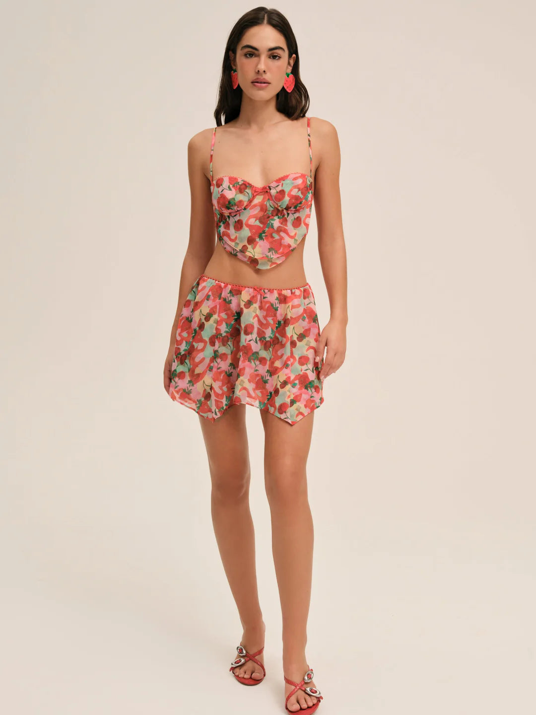 For Love & Lemons Ambrosia Mini Skirt- Red