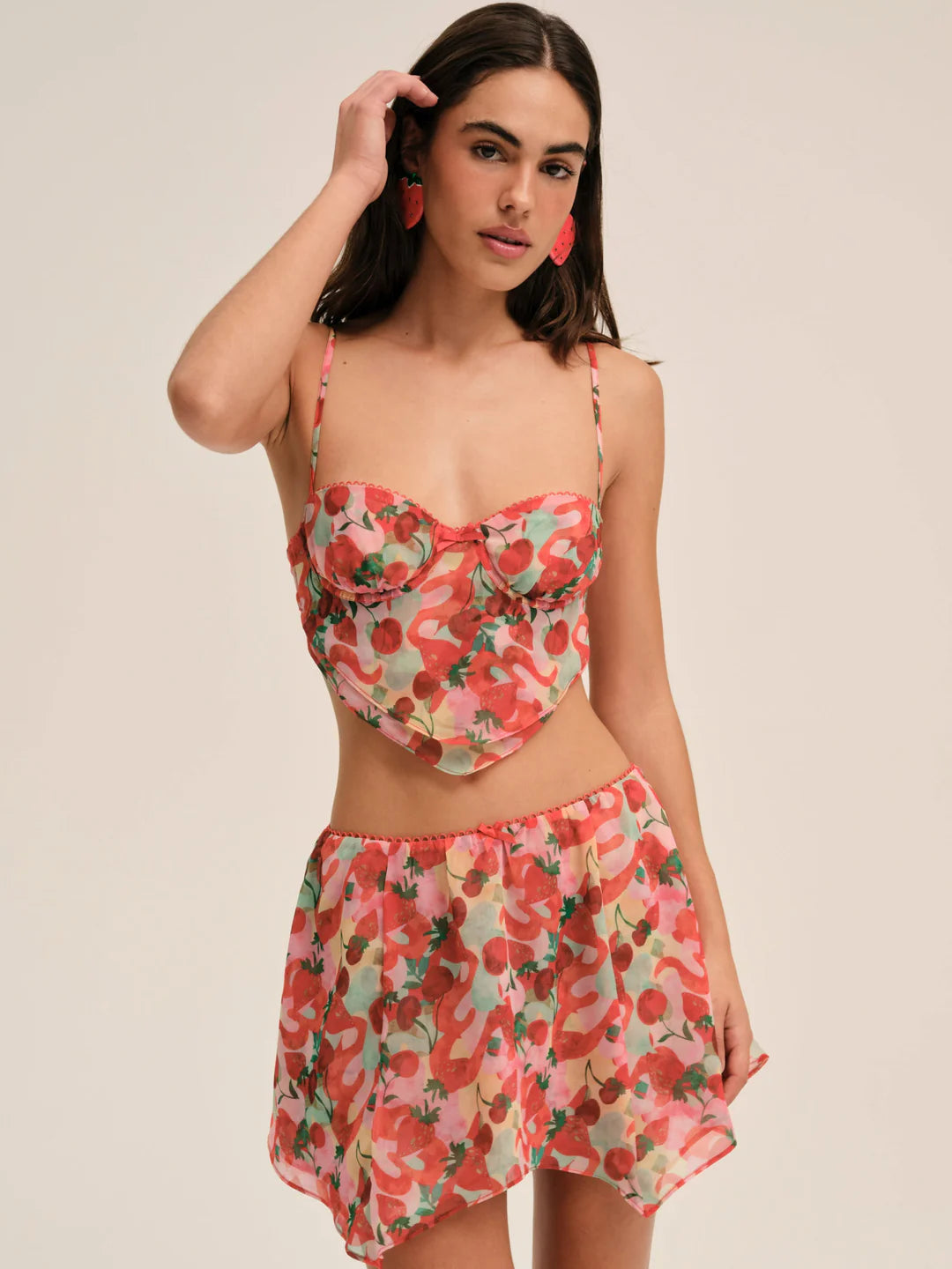 For Love & Lemons Ambrosia Mini Skirt- Red