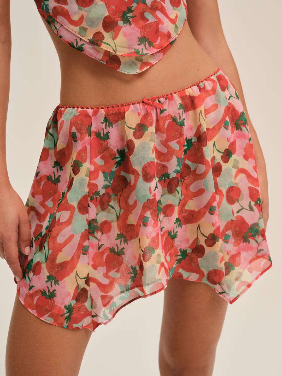 For Love & Lemons Ambrosia Mini Skirt- Red