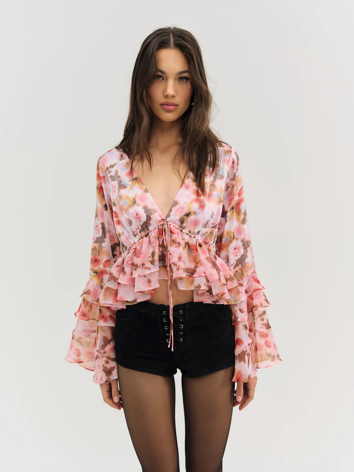 For Love & Lemons Fallen Floral Top