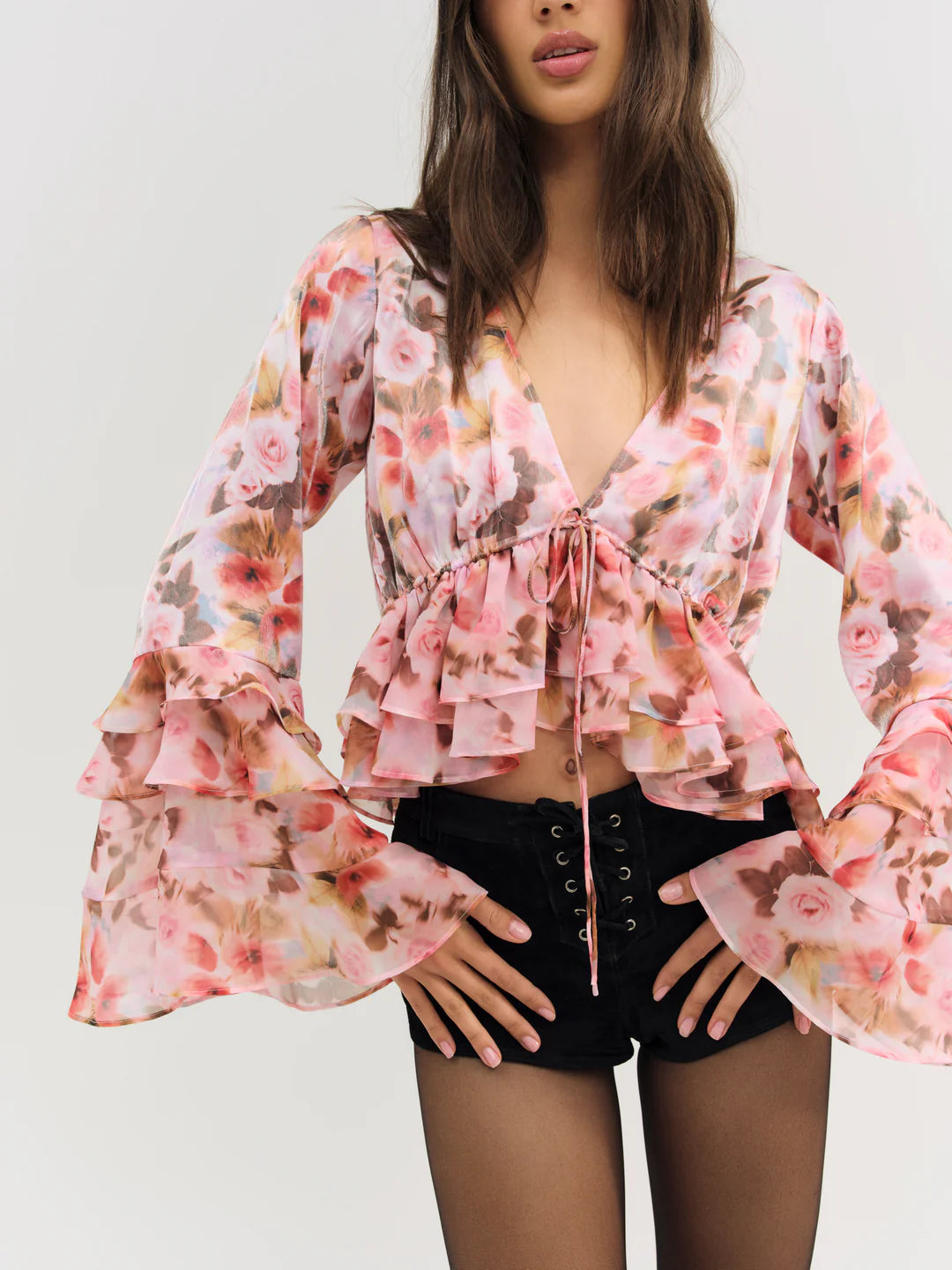 For Love & Lemons Fallen Floral Top