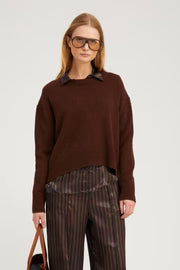 SPRWMN CASHMERE BOXY SWEATER - AMERICANO