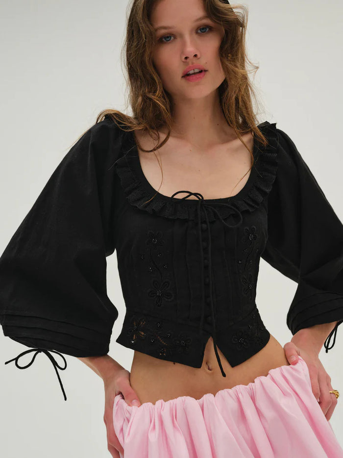 For Love & Lemons Harlow Top Black