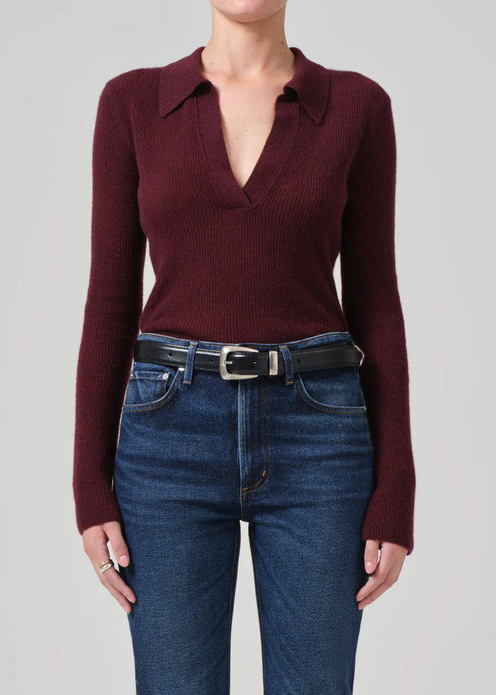 Citizens of Humanity Simone Polo Sweater In Burgundy