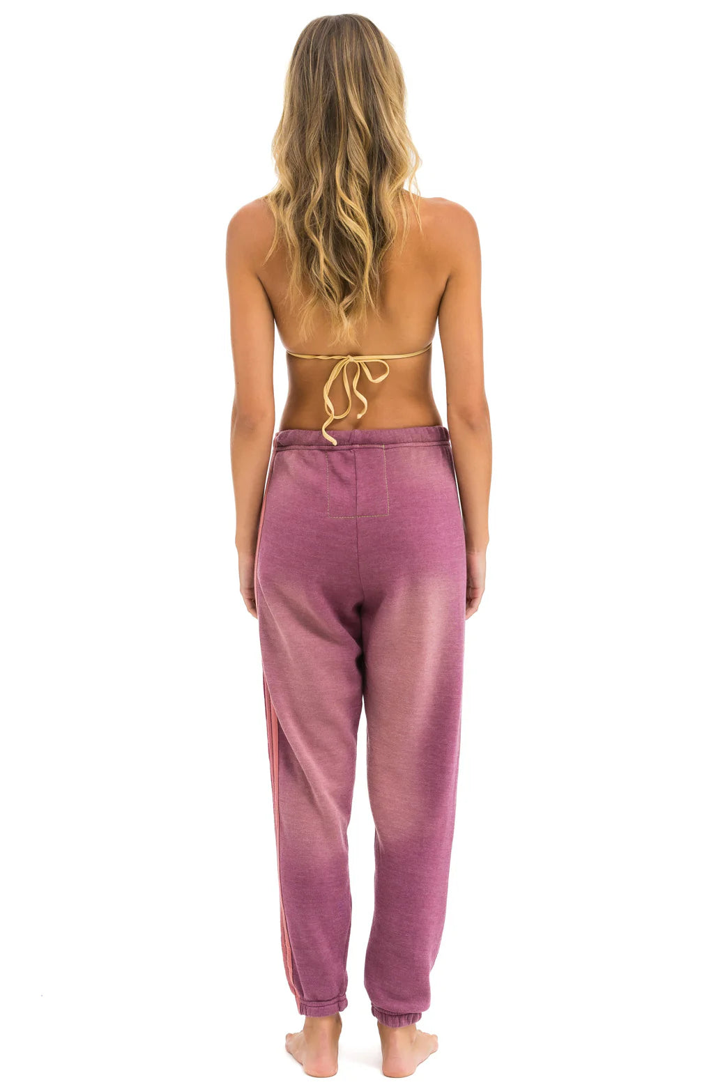 Aviator Nation 5 STRIPE SWEATPANTS - FADED BERRY