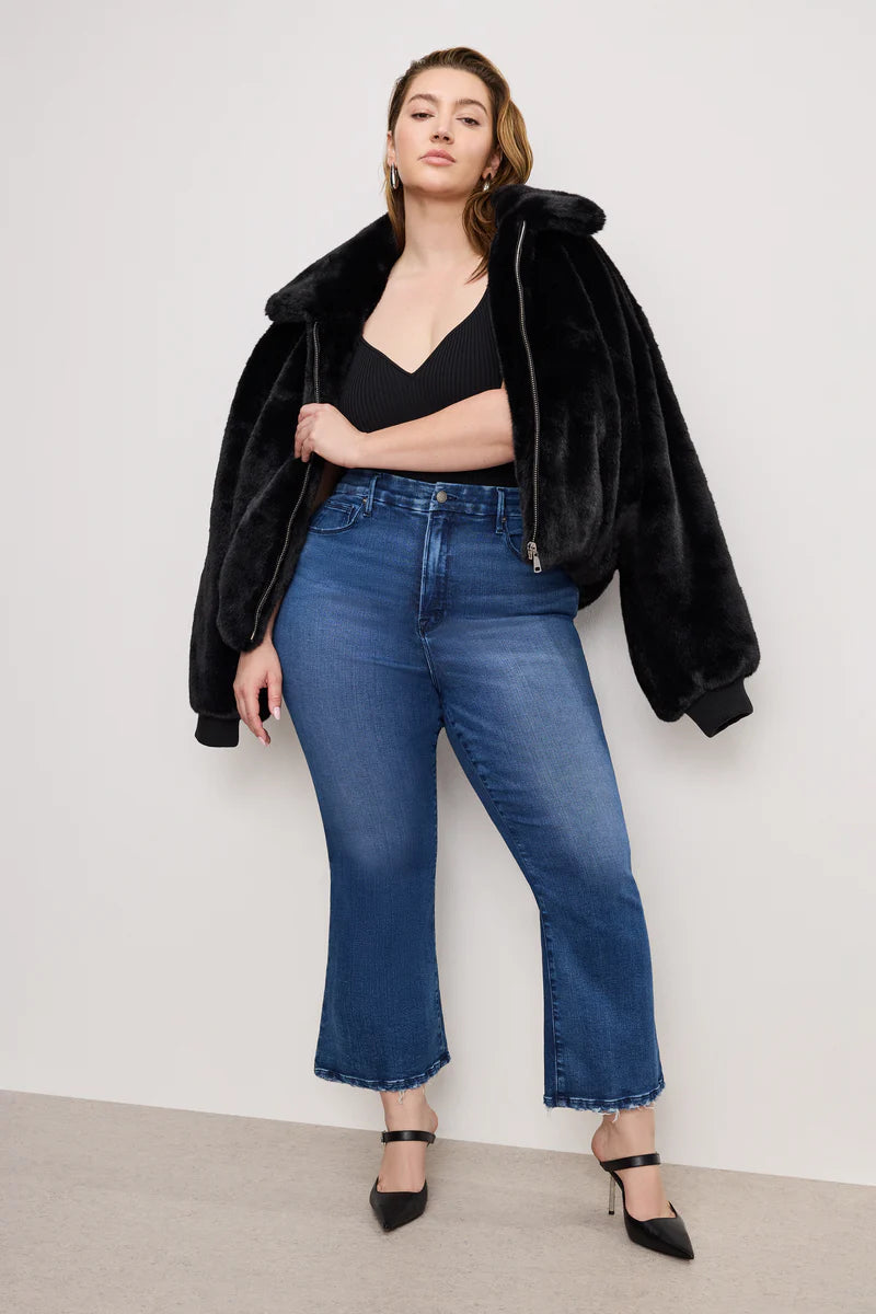 Good American SOFT-TECH GOOD LEGS CROPPED MINI BOOT JEANS Indigo891