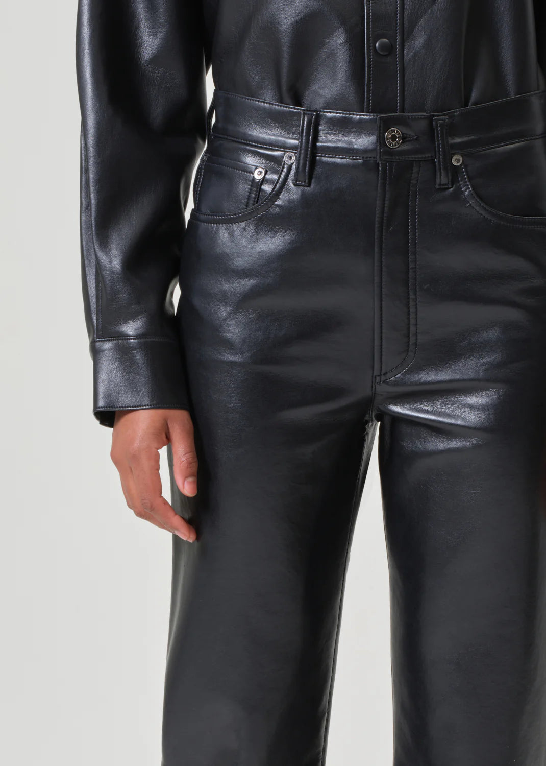 Agolde RECYCLED LEATHER 90'S PINCH WAIST LONG IN DETOX