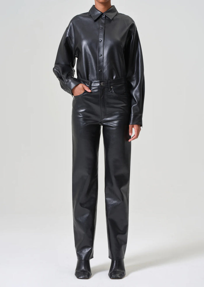 Agolde RECYCLED LEATHER 90'S PINCH WAIST LONG IN DETOX