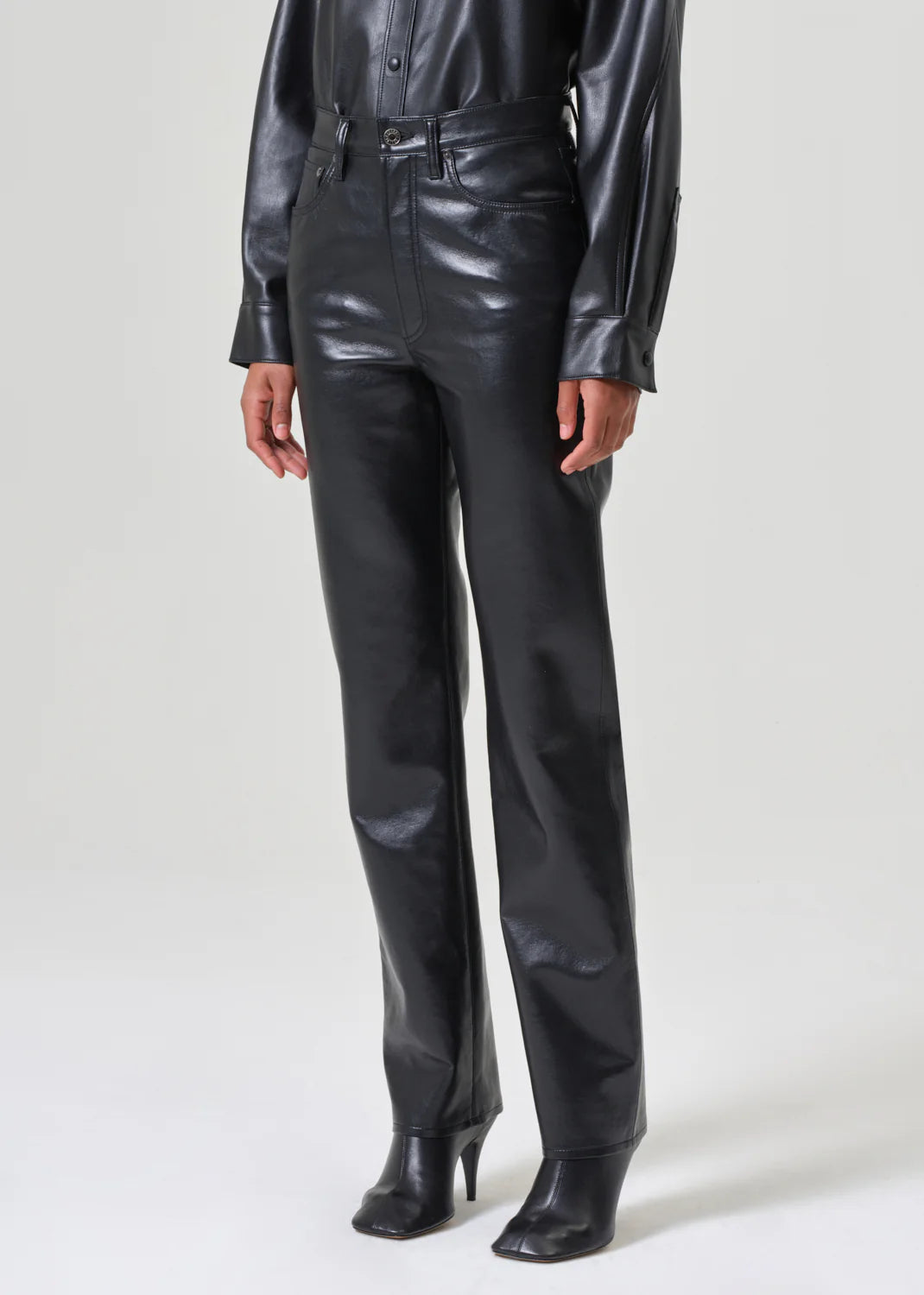 Agolde RECYCLED LEATHER 90'S PINCH WAIST LONG IN DETOX