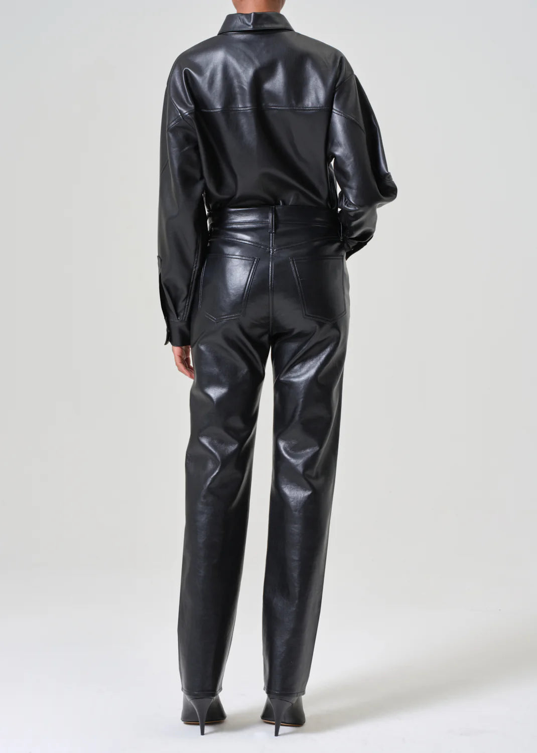 Agolde RECYCLED LEATHER 90'S PINCH WAIST LONG IN DETOX