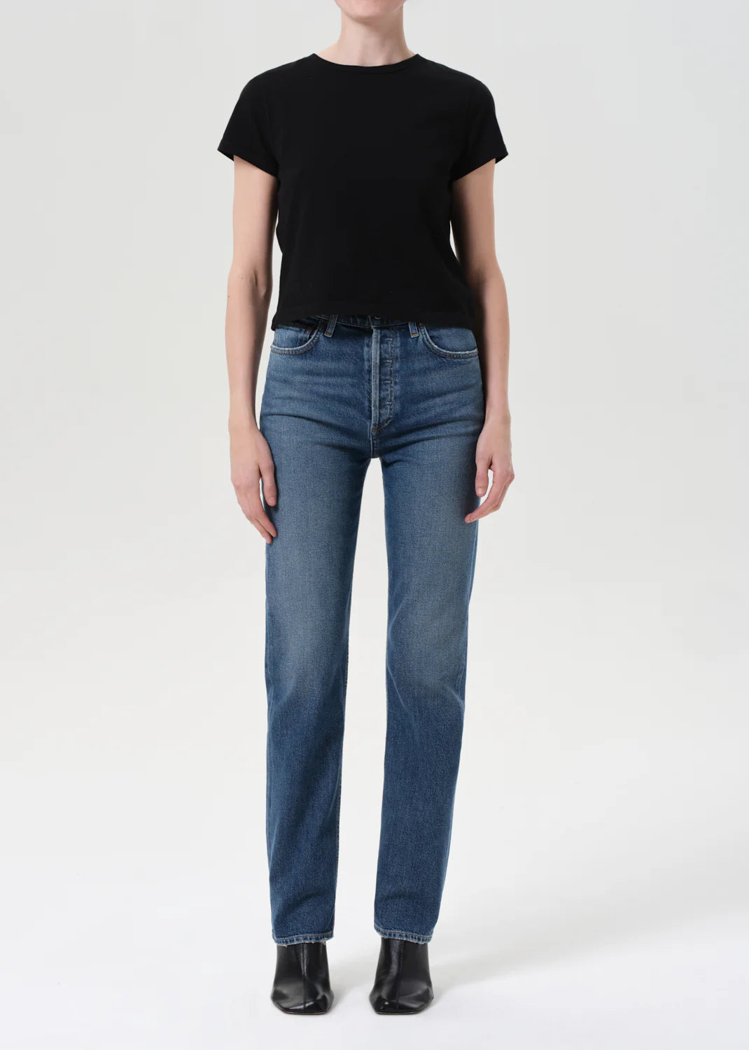 AGOLDE 90'S PINCH WAIST HIGH RISE STRAIGHT LONG (COMFORT STRETCH) IN OVERCAST