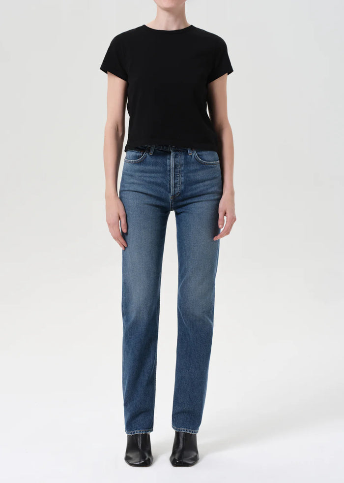 AGOLDE 90'S PINCH WAIST HIGH RISE STRAIGHT LONG (COMFORT STRETCH) IN OVERCAST