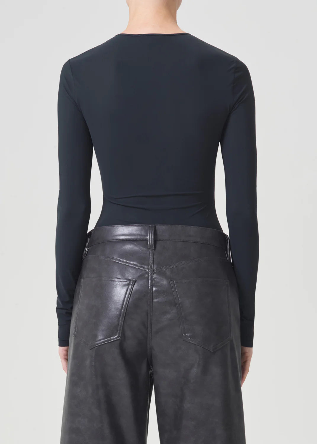 Agolde AURA LONG SLEEVE BODYSUIT IN GRANITE