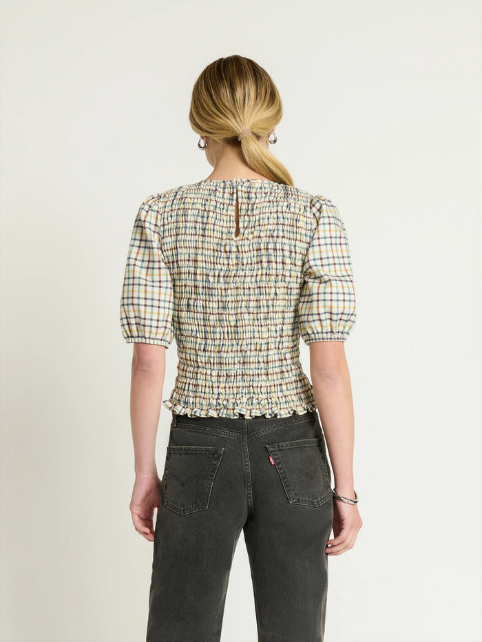 Nation Brinley Smocked Top - Multi Color Plaid