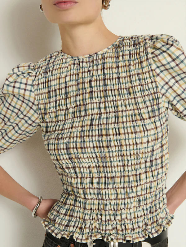 Nation Brinley Smocked Top - Multi Color Plaid