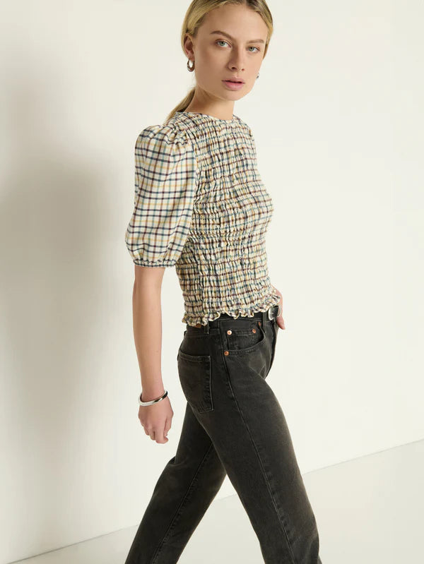 Nation Brinley Smocked Top - Multi Color Plaid