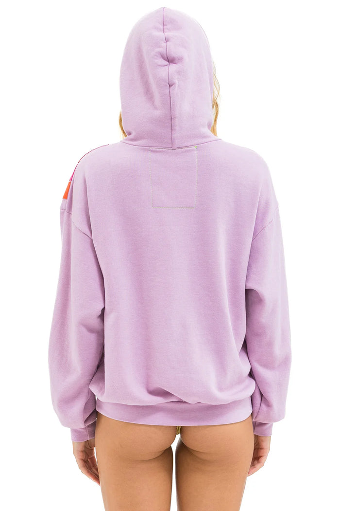 Aviator Nation WAVE STRIPE 4 PULLOVER HOODIE RELAXED - MAUVE // MAGENTA ORANGE
