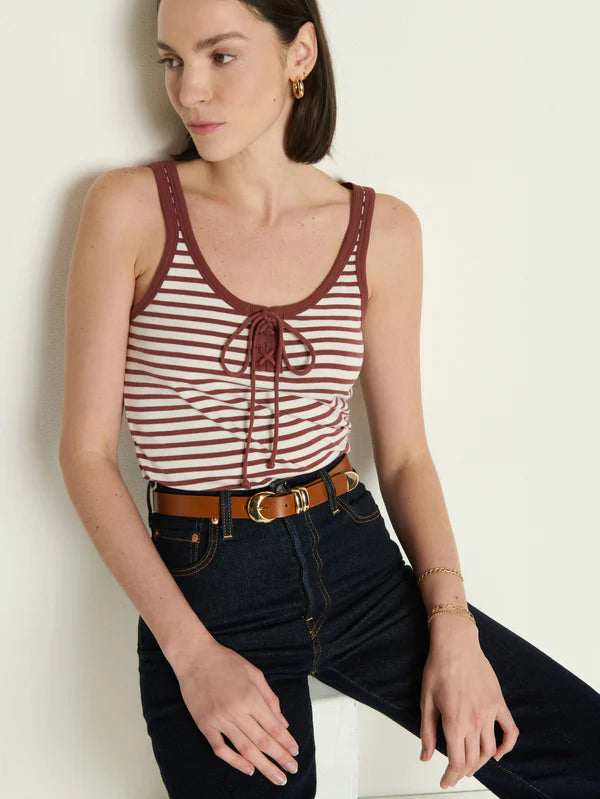 Nation Ltd Jil Lace Up Tank Sable Stripe