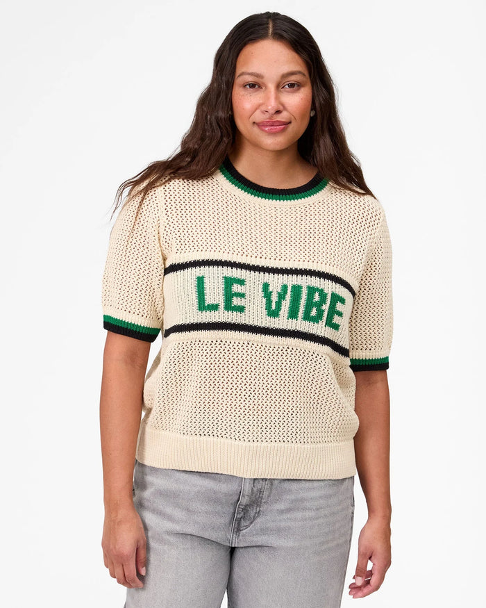 Clare V. Luc Knit Tee Cream w/ Green Le Vibe