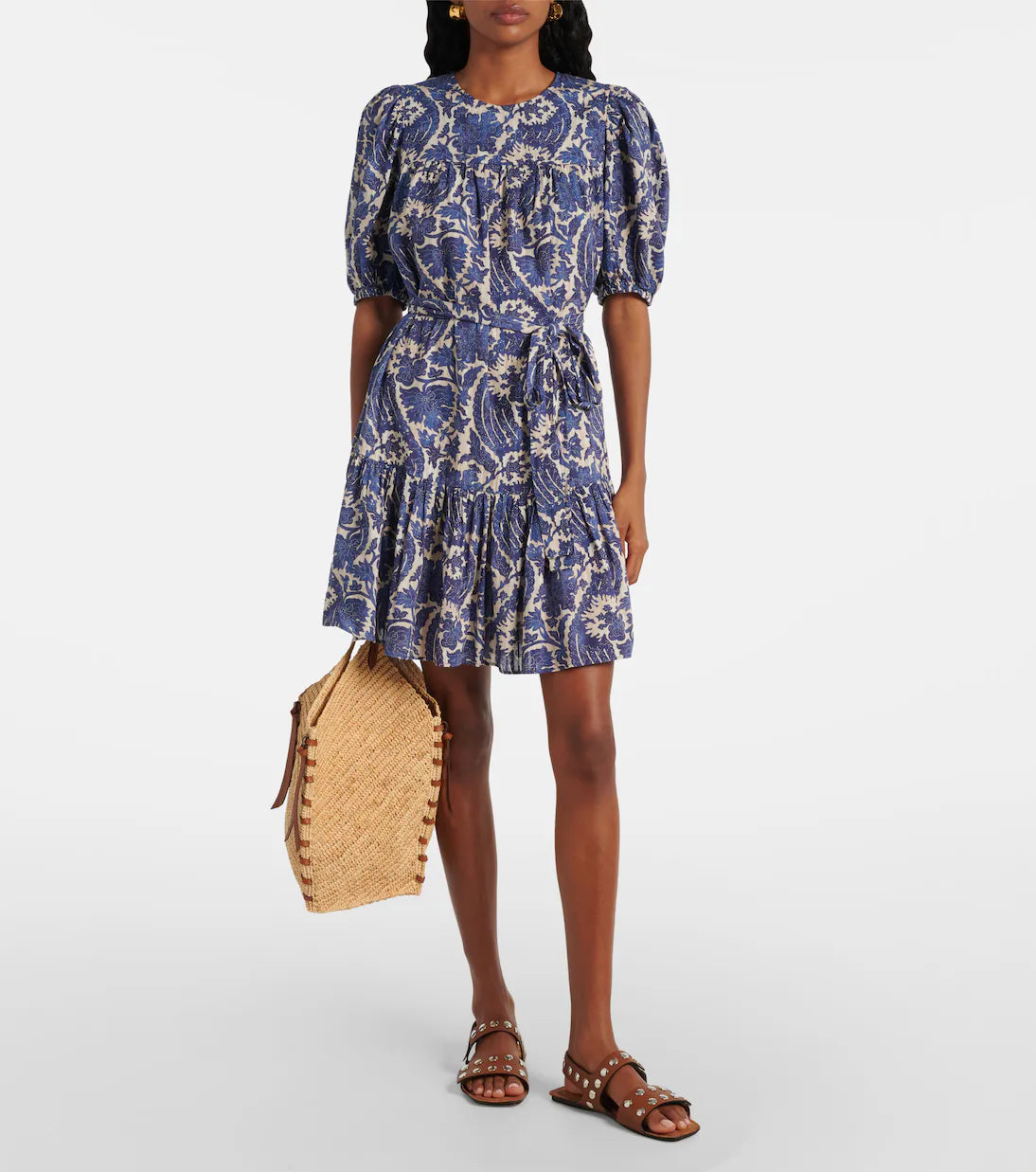 Ulla Johnson Rosalie printed cotton-blend minidress Ocean