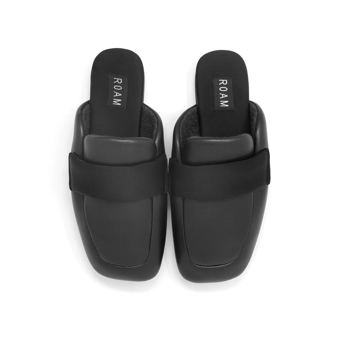 ROAM ROAM PUFFY LOAF MULE BLACK VEGAN LEATHER
