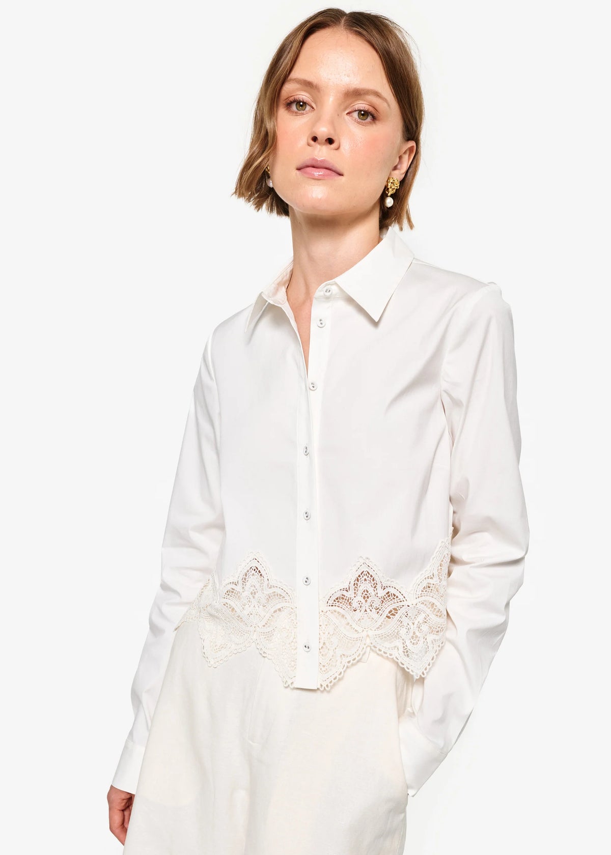 Cami Nyc CIELO CROPPED COTTON POPLIN BLOUSE MACADAMIA