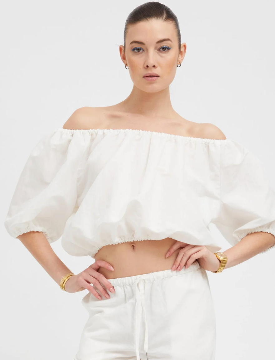 Sprwmn WHITE LINEN ISABEL TOP