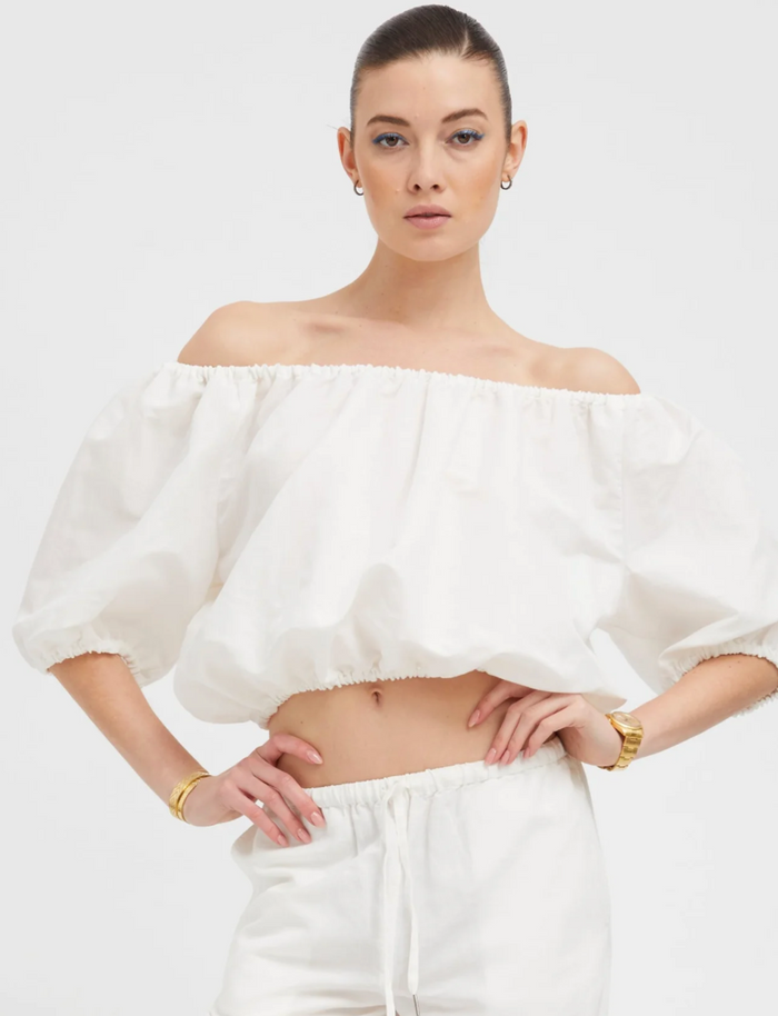Sprwmn WHITE LINEN ISABEL TOP