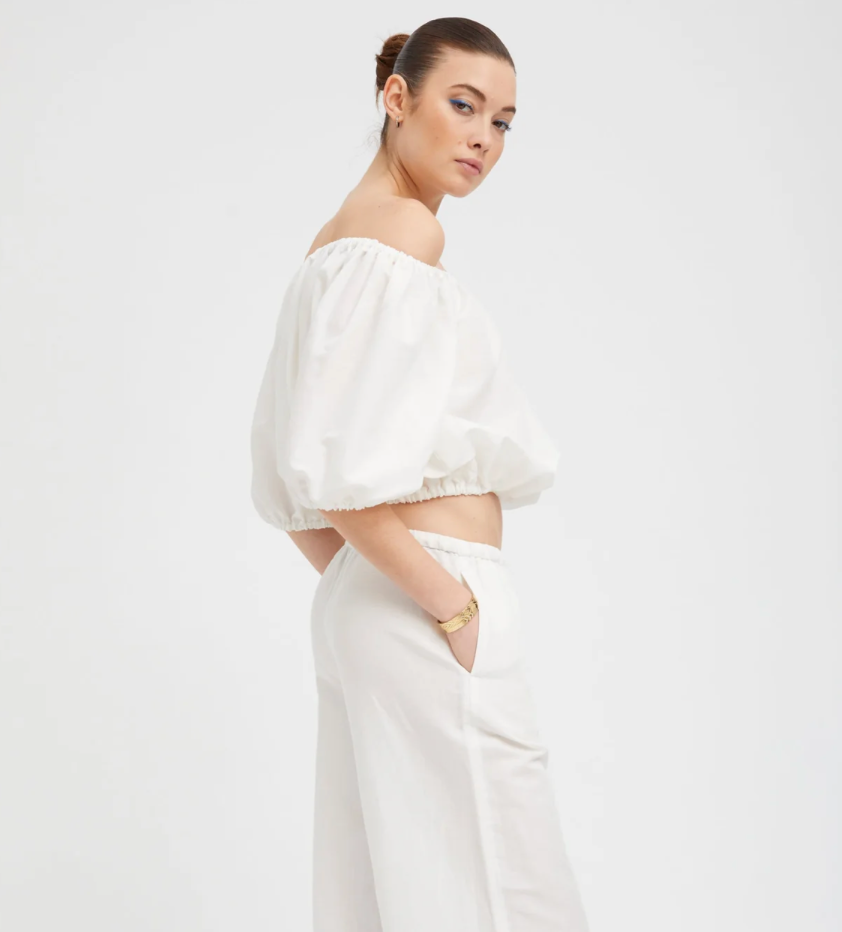 Sprwmn WHITE LINEN ISABEL TOP