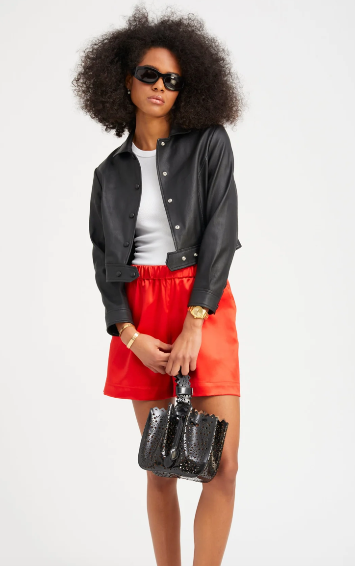 SPRWMN BLACK LEATHER HARDY JACKET