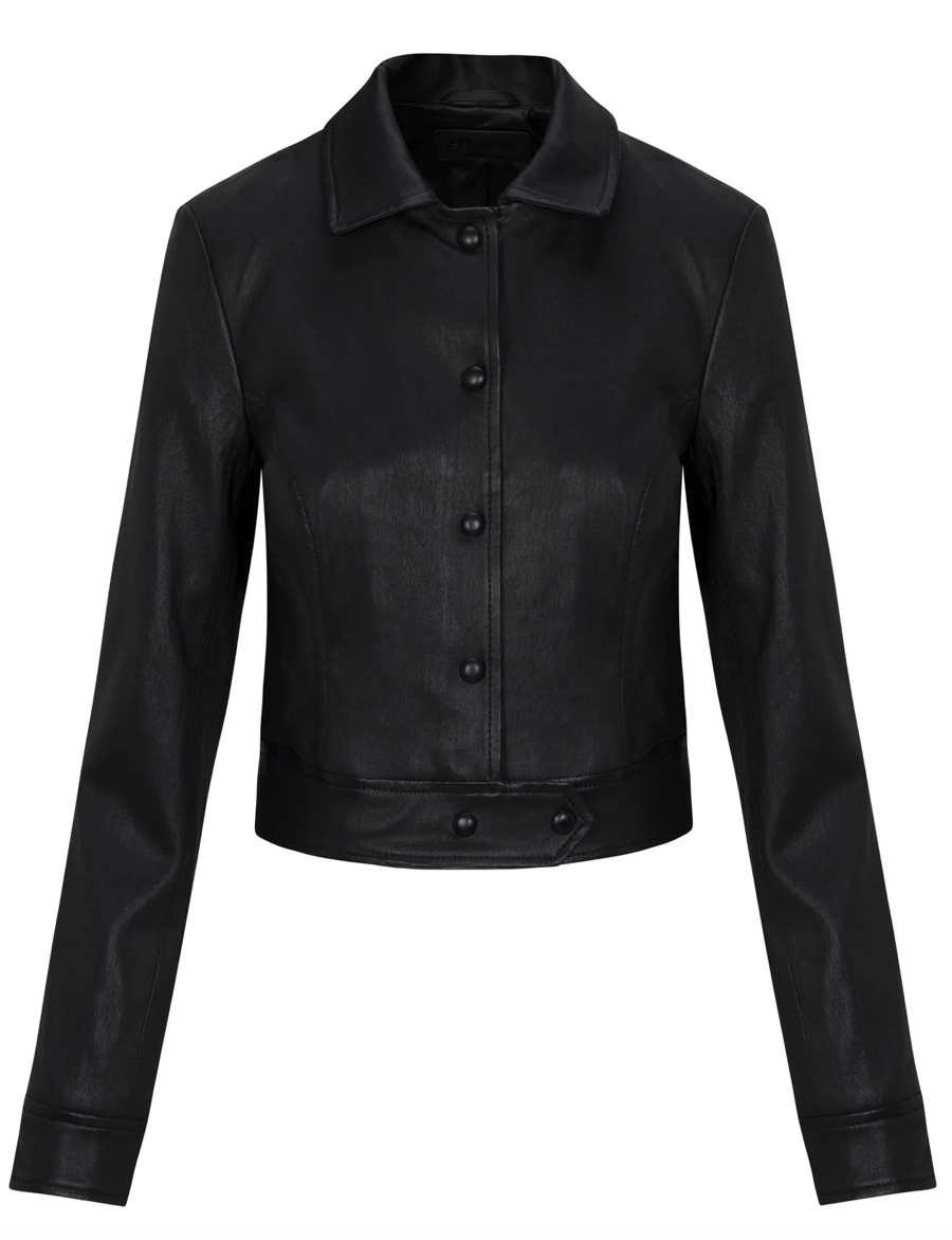 SPRWMN BLACK LEATHER HARDY JACKET