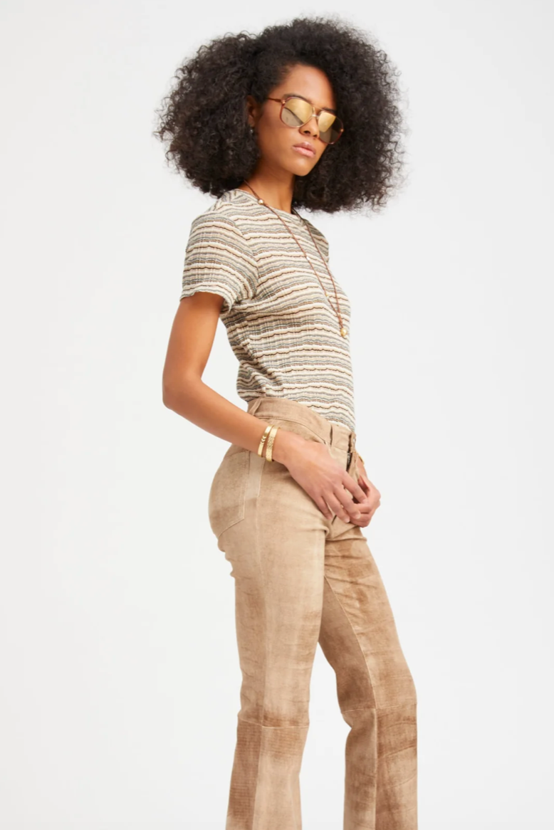 SPRWMN TRUFFLE STRIPED POINTELLE BABY TEE