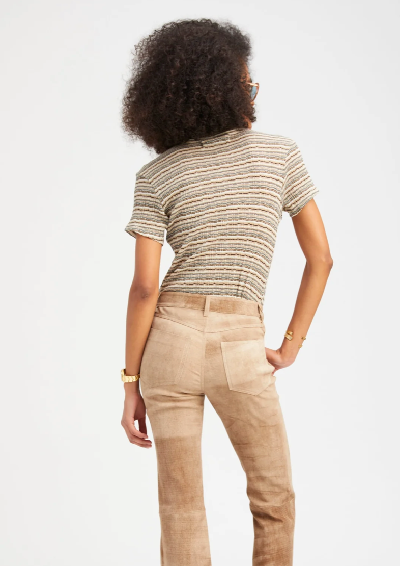 SPRWMN TRUFFLE STRIPED POINTELLE BABY TEE