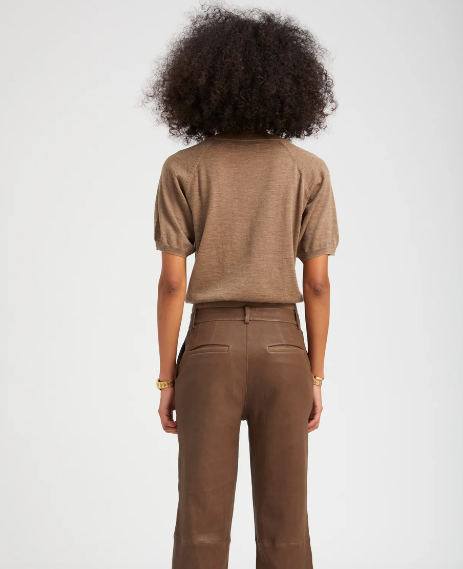 SPRWMN TRUFFLE CASHMERE SHORT SLEEVE RAGLAN SWEATER