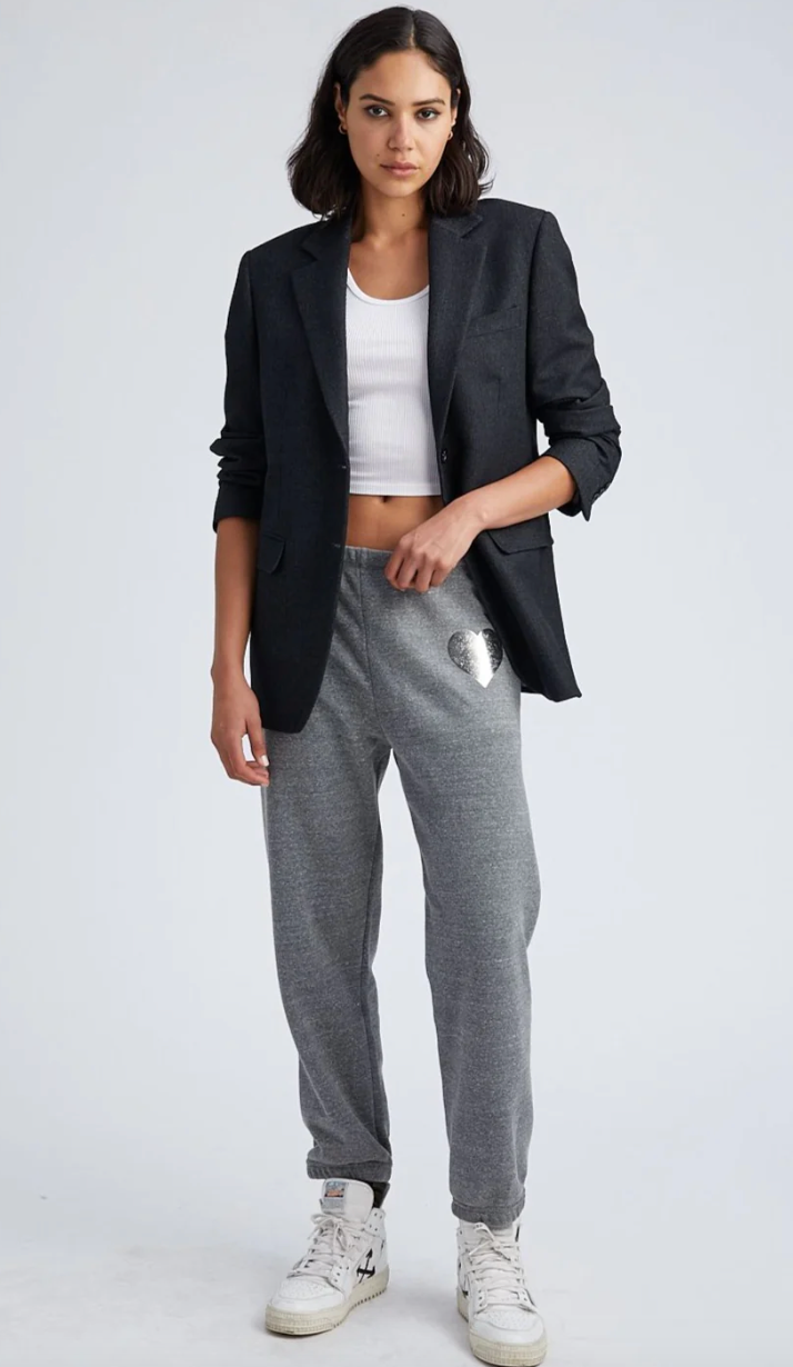 SPRWMN DARK GREY/ SILVER HEART SWEATPANTS