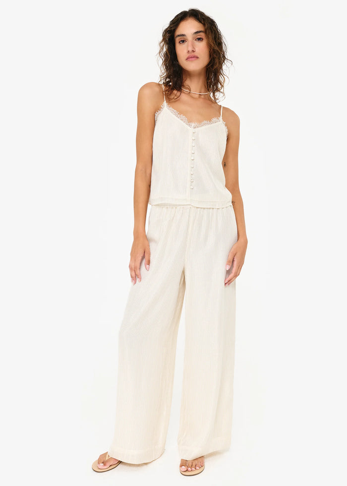 Cami Nyc MELISA METALLIC CHIFFON CAMISOLE WHITE