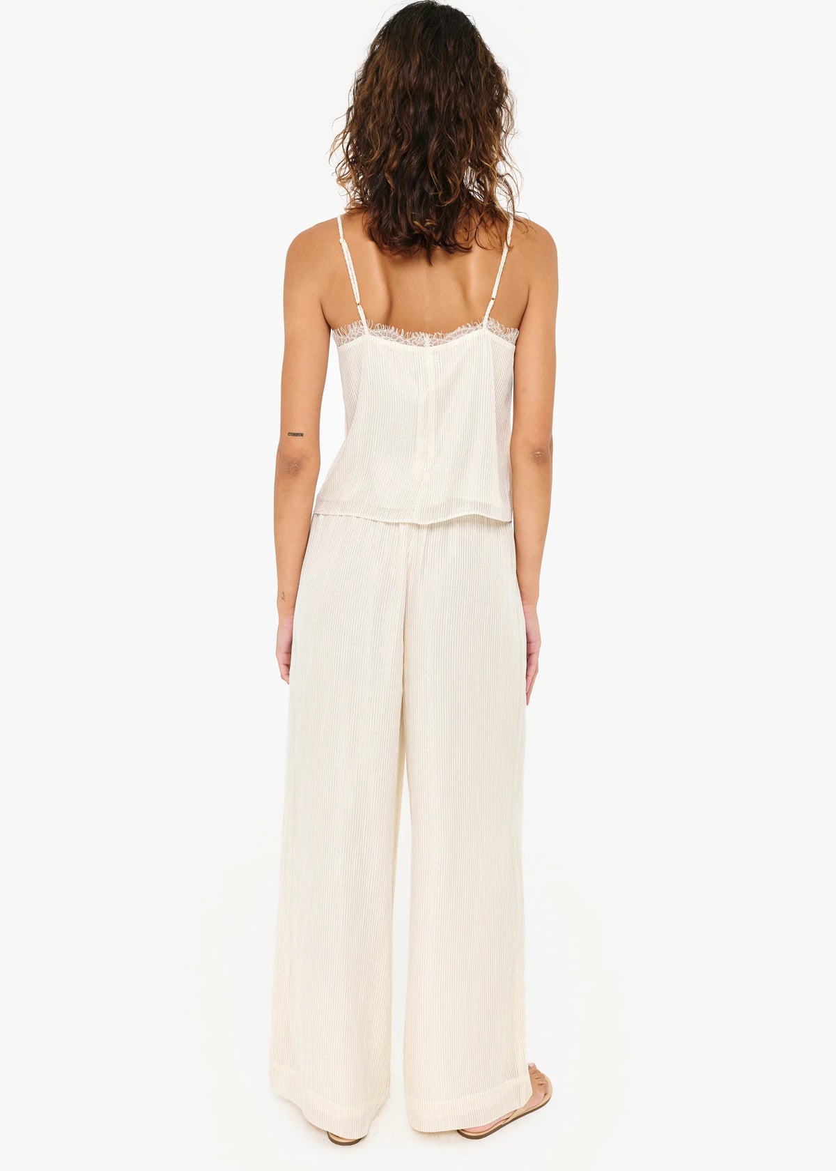 Cami Nyc MELISA METALLIC CHIFFON CAMISOLE WHITE