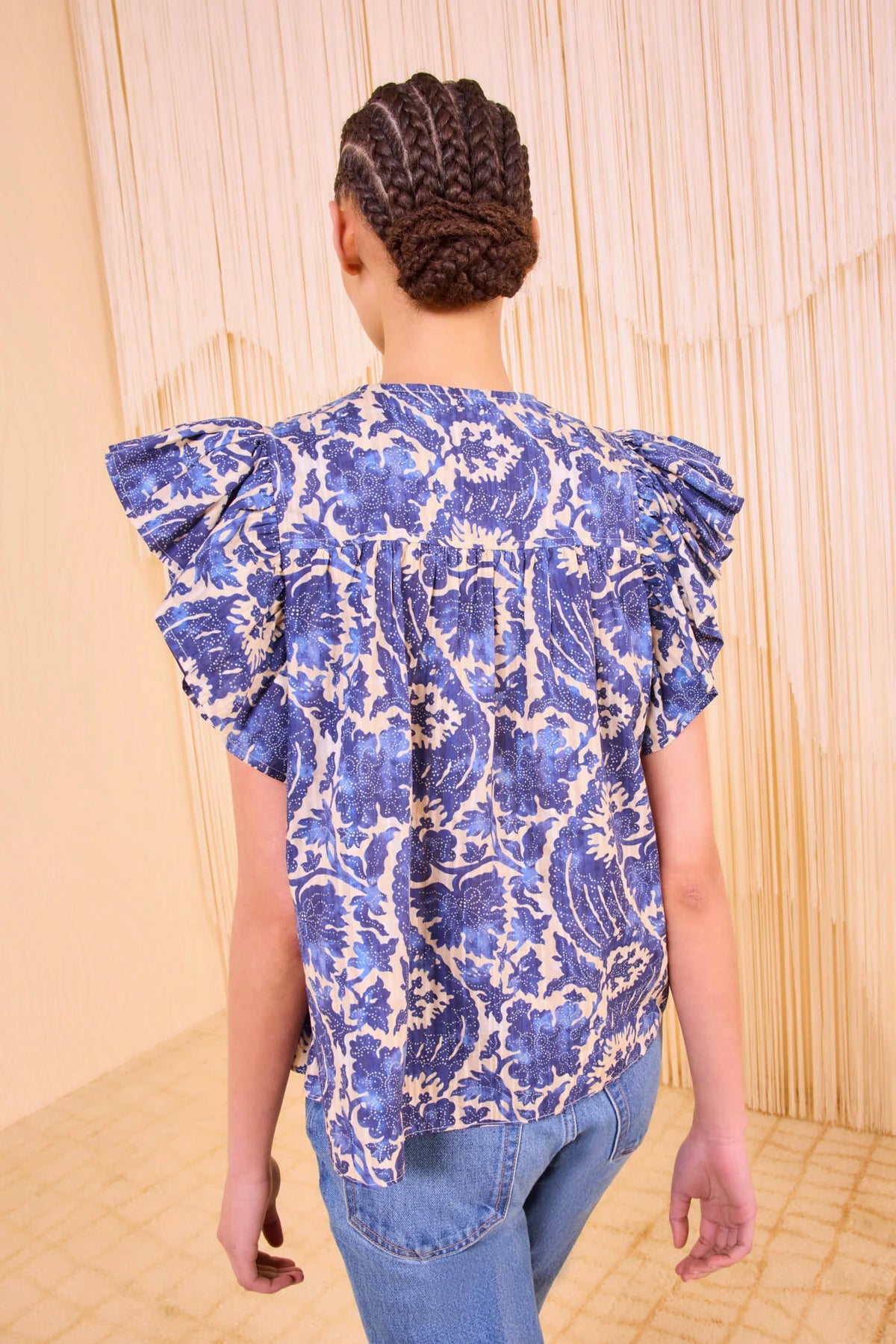 Ulla Johnson Sienna Flutter Sleeve Top Ocean