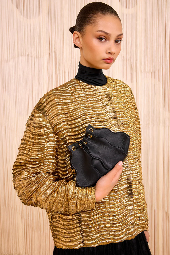 Ulla Johnson Adria Small Black Sculptural Leather Crossbody