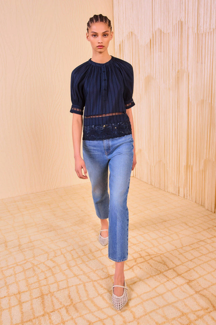 Ulla Johnson Faye Puff Sleeve Blouse Midnight