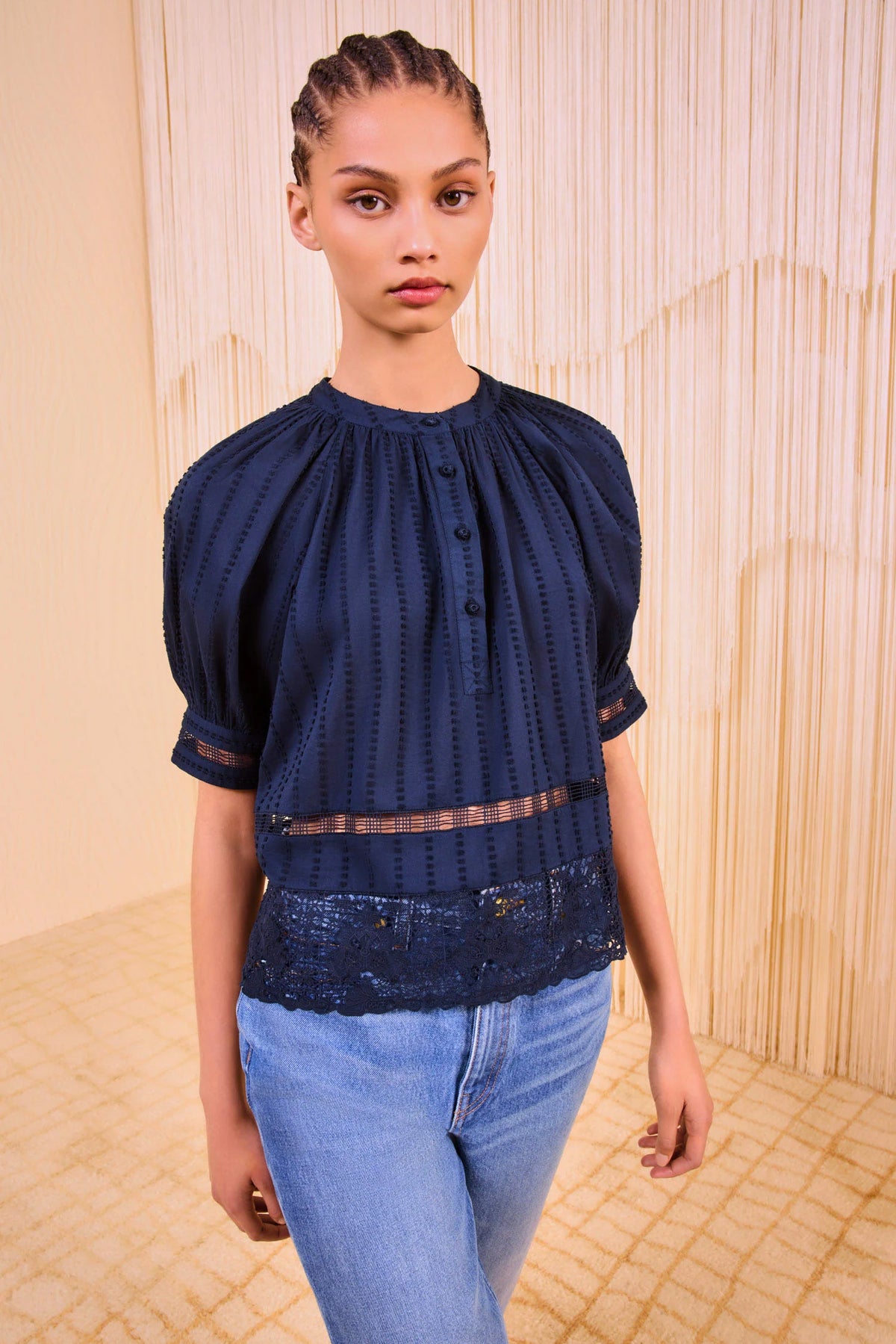 Ulla Johnson Faye Puff Sleeve Blouse Midnight