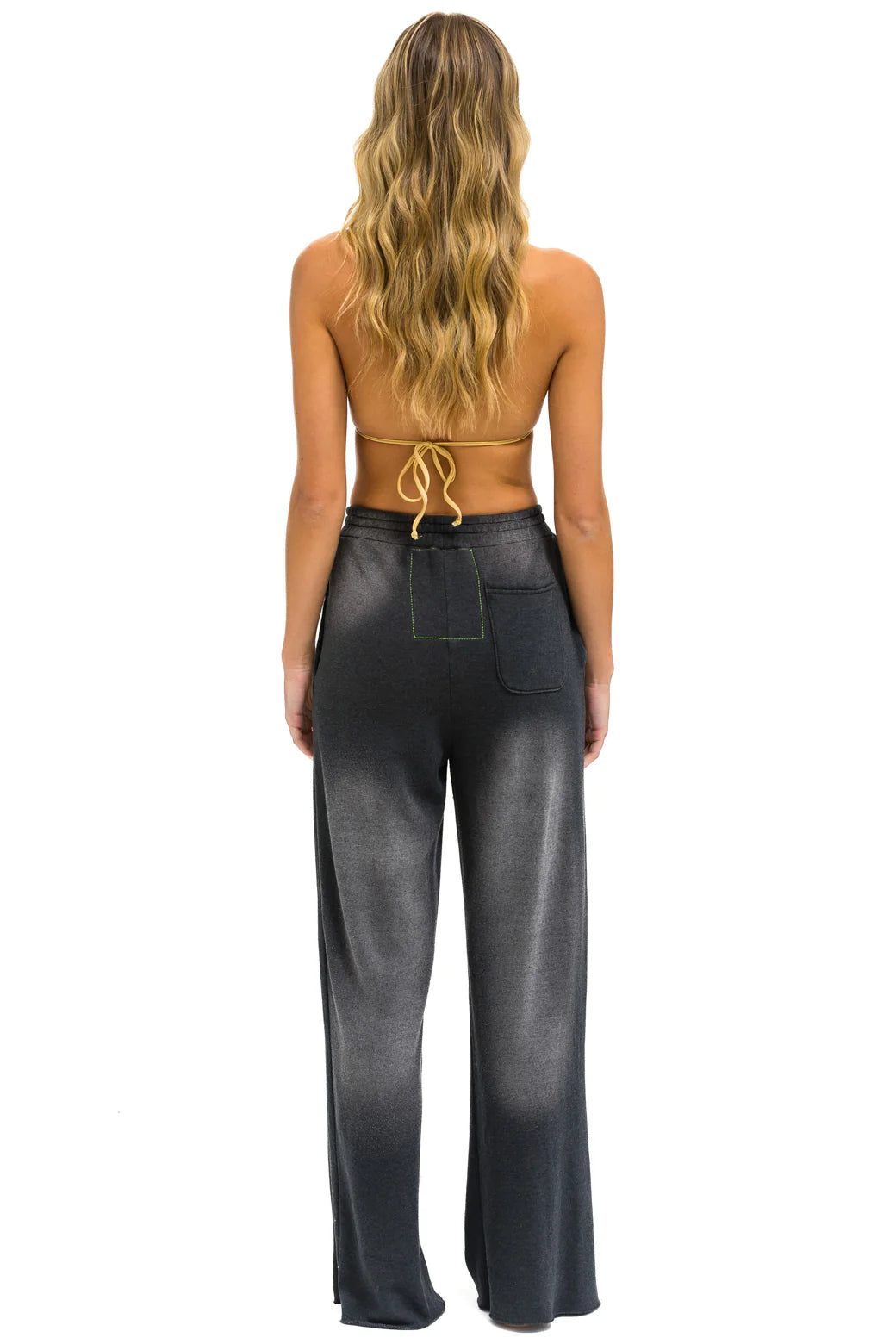 Aviator Nation ESSENTIAL WIDE LEG POCKET SWEATPANTS - FADED SMOKE