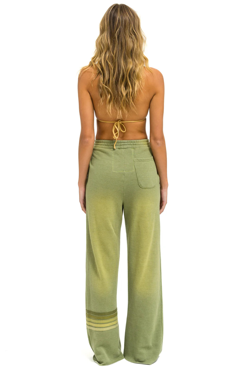 Aviator Nation RUGBY STITCH WIDE LEG POCKET SWEATPANTS - FADED ARMY