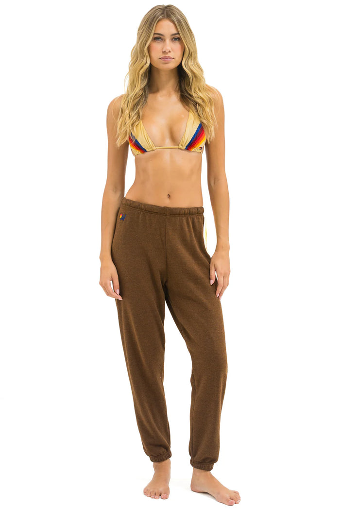 Aviator Nation 5 STRIPE SWEATPANTS - CHOCOLATE // WHITE NEON