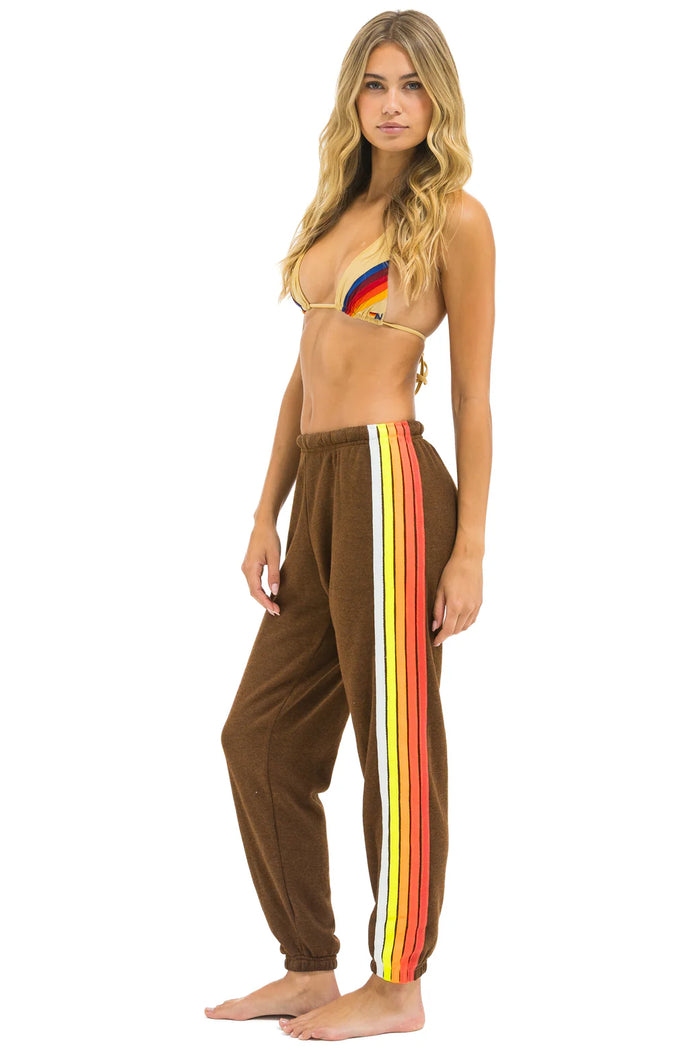 Aviator Nation 5 STRIPE SWEATPANTS - CHOCOLATE // WHITE NEON