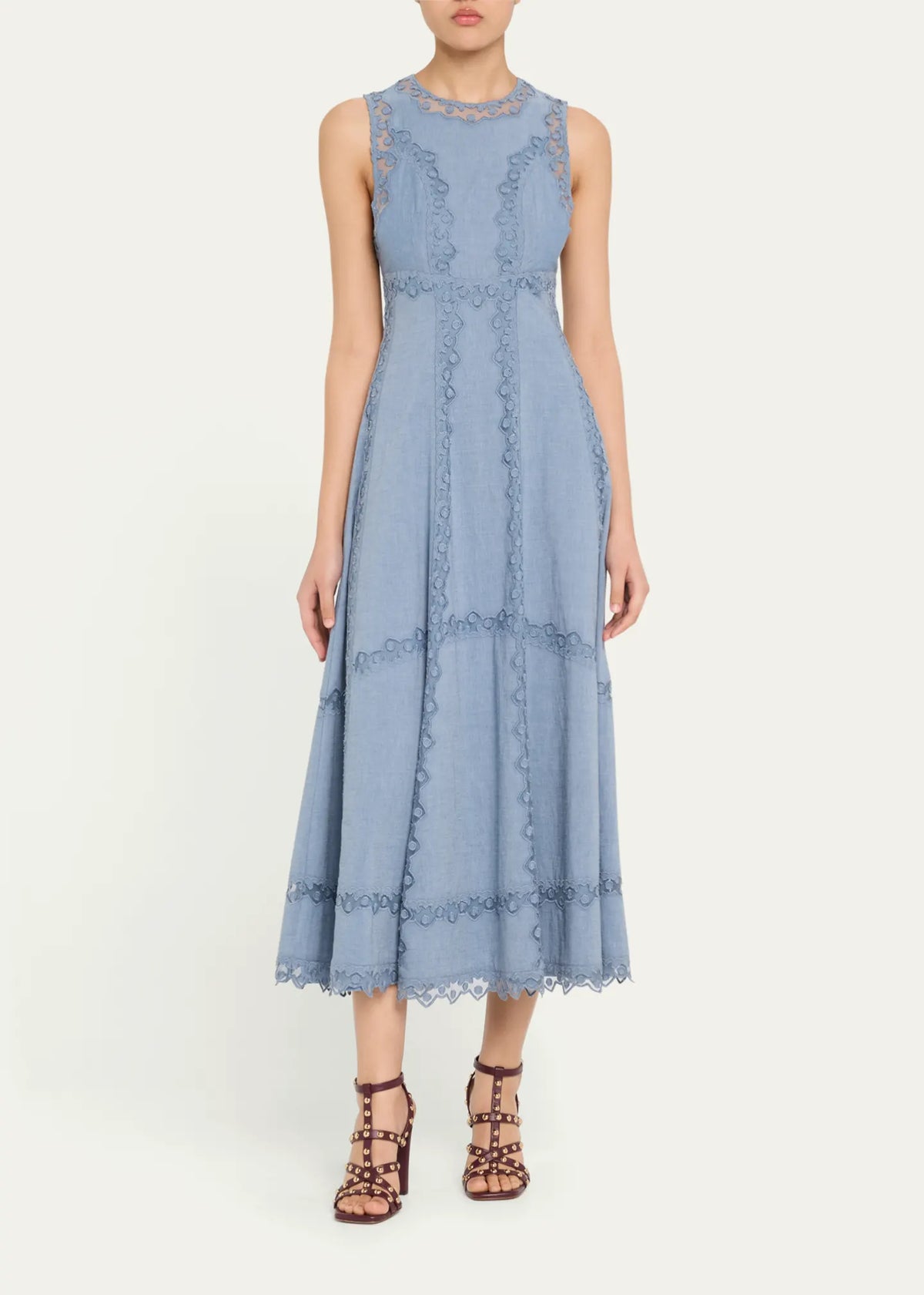 Ulla Johnson Anela Sleeveless Midi Dress Chambray