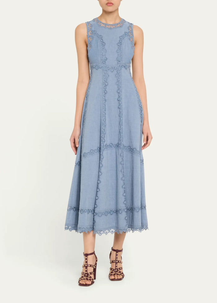 Ulla Johnson Anela Sleeveless Midi Dress Chambray